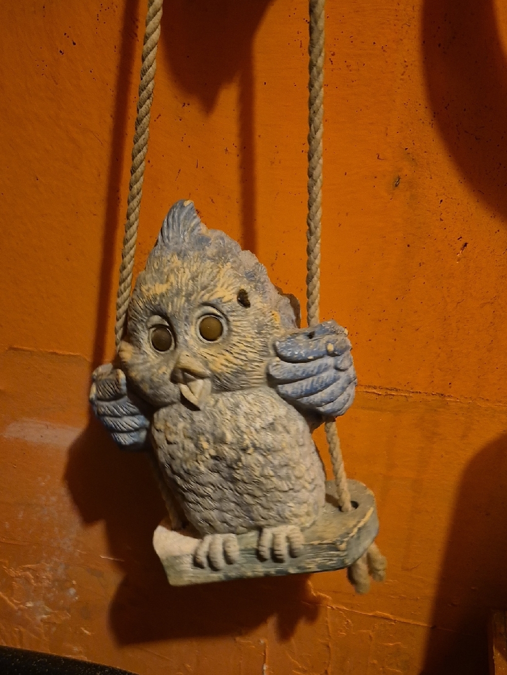 Vuntage Blue Bird on Swing Decorative Figurine